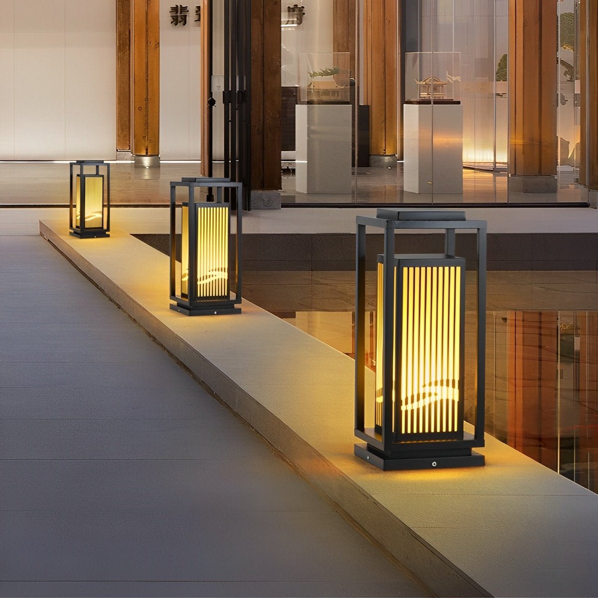 Minimalist Striped LED Black Modern Post Cap Light